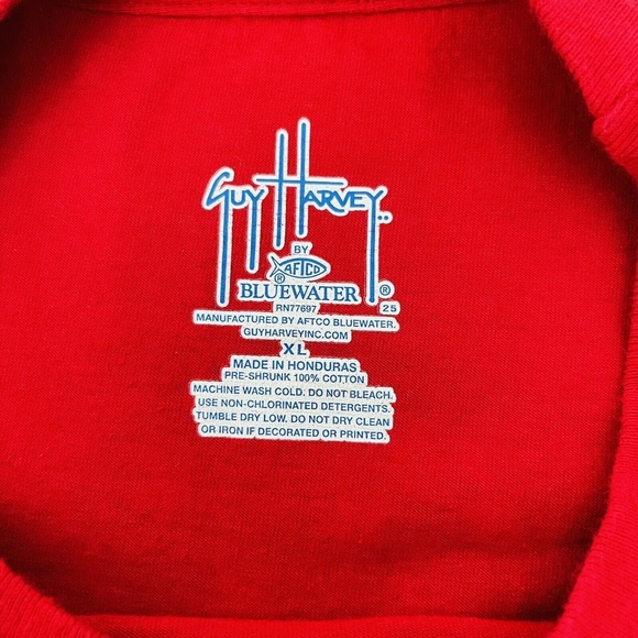 Guy Harvey Original Red Pocket Flag Graphic T shirt Mens XL - Picture 9 of 9